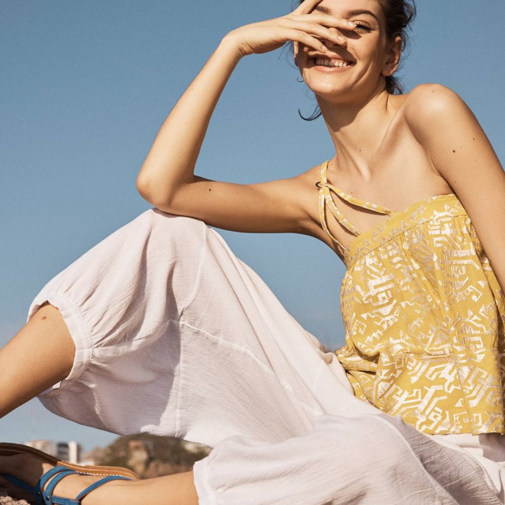 ANTHROPOLOGIE NWT Metallic Sun-Etched Cami MD